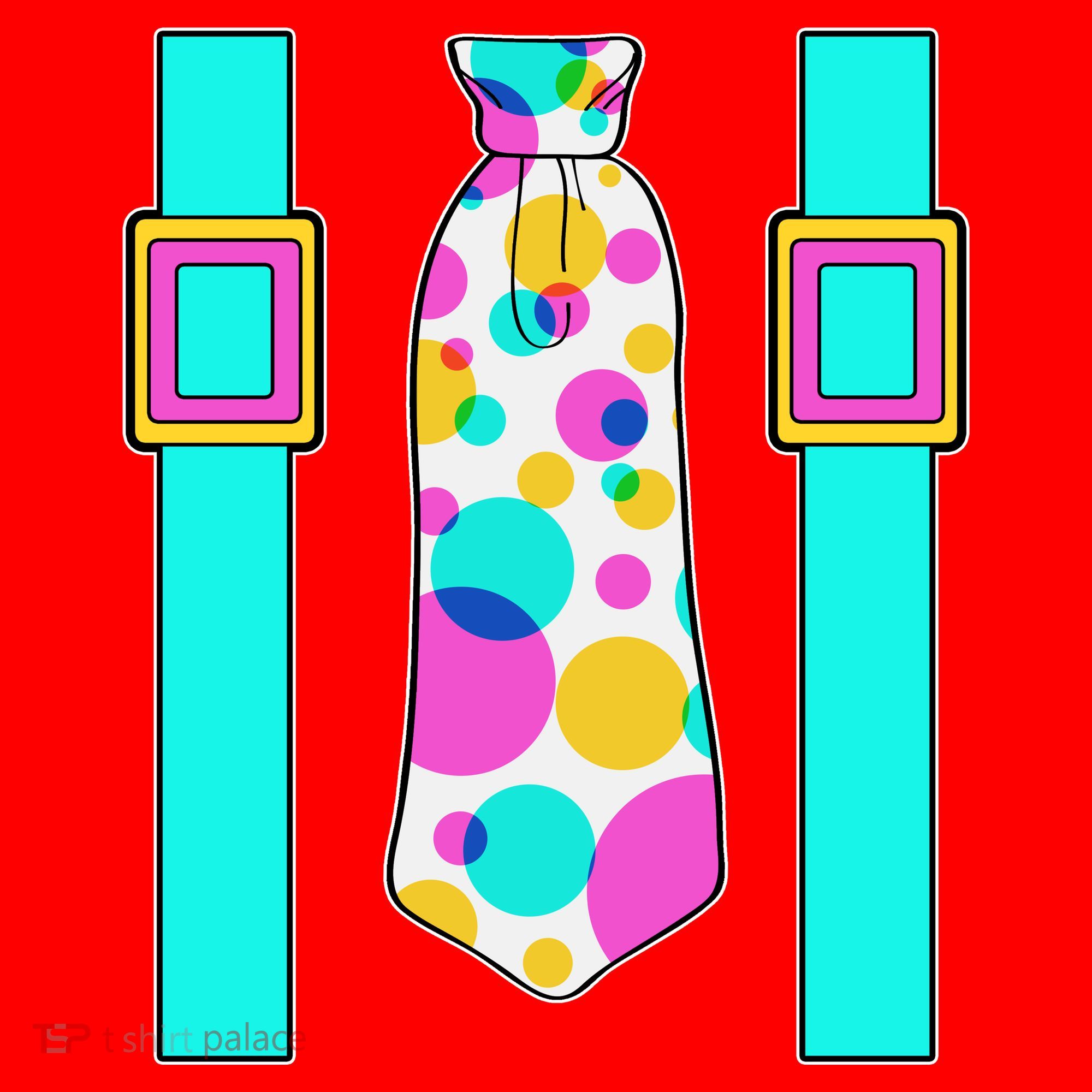 Neon Polka Dot 80s Party Tie And Suspenders Santa Hat