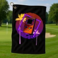 Neon Retro Video Game Golf Towel thumb 1