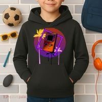 Neon Retro Video Game Kids Hoodie thumb 2