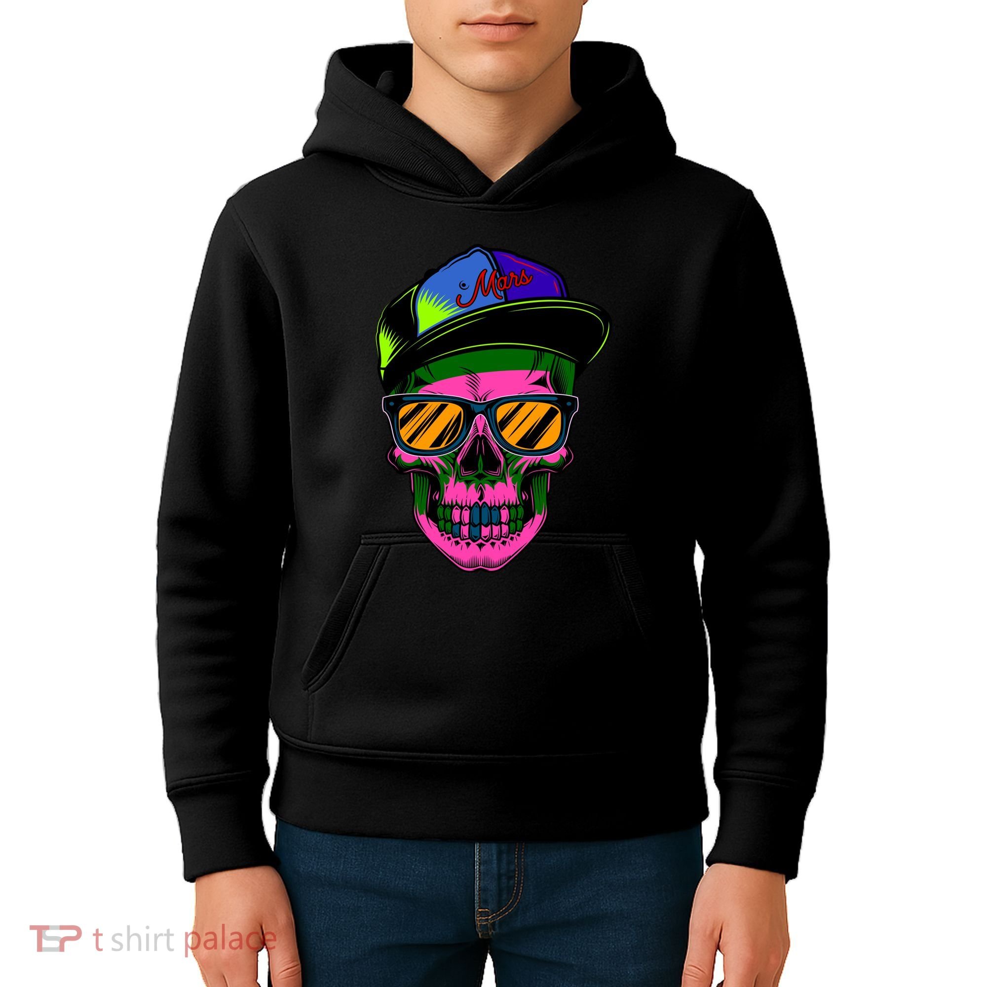 Neon Skeleton Mars Kids Hoodie