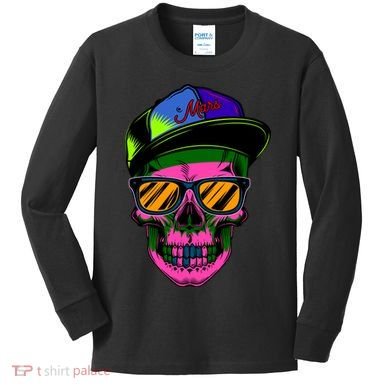Neon Skeleton Mars Kids Long Sleeve Shirt