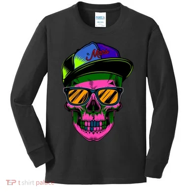 Neon Skeleton Mars Kids Long Sleeve Shirt