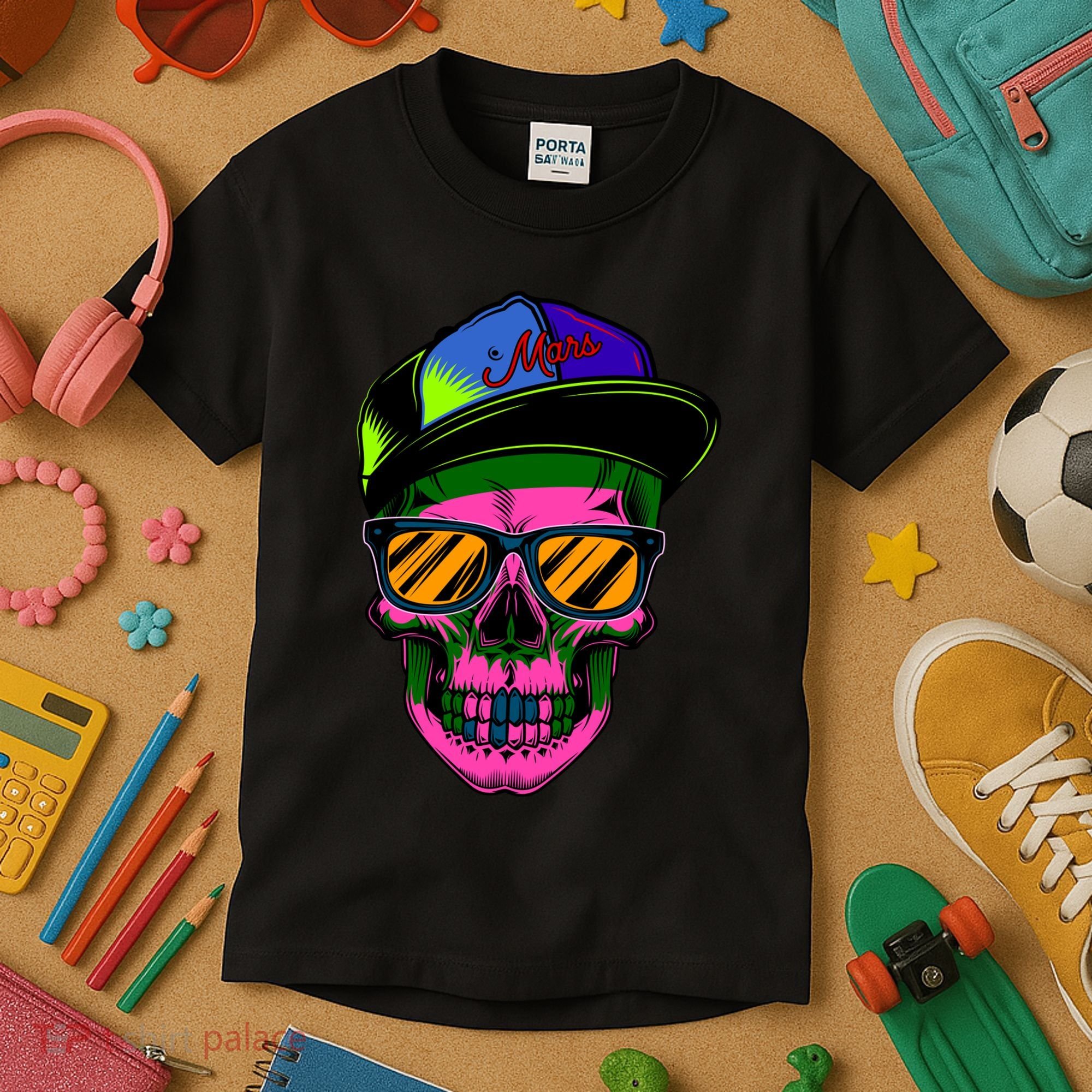 Neon Skeleton Mars Kids T-Shirt