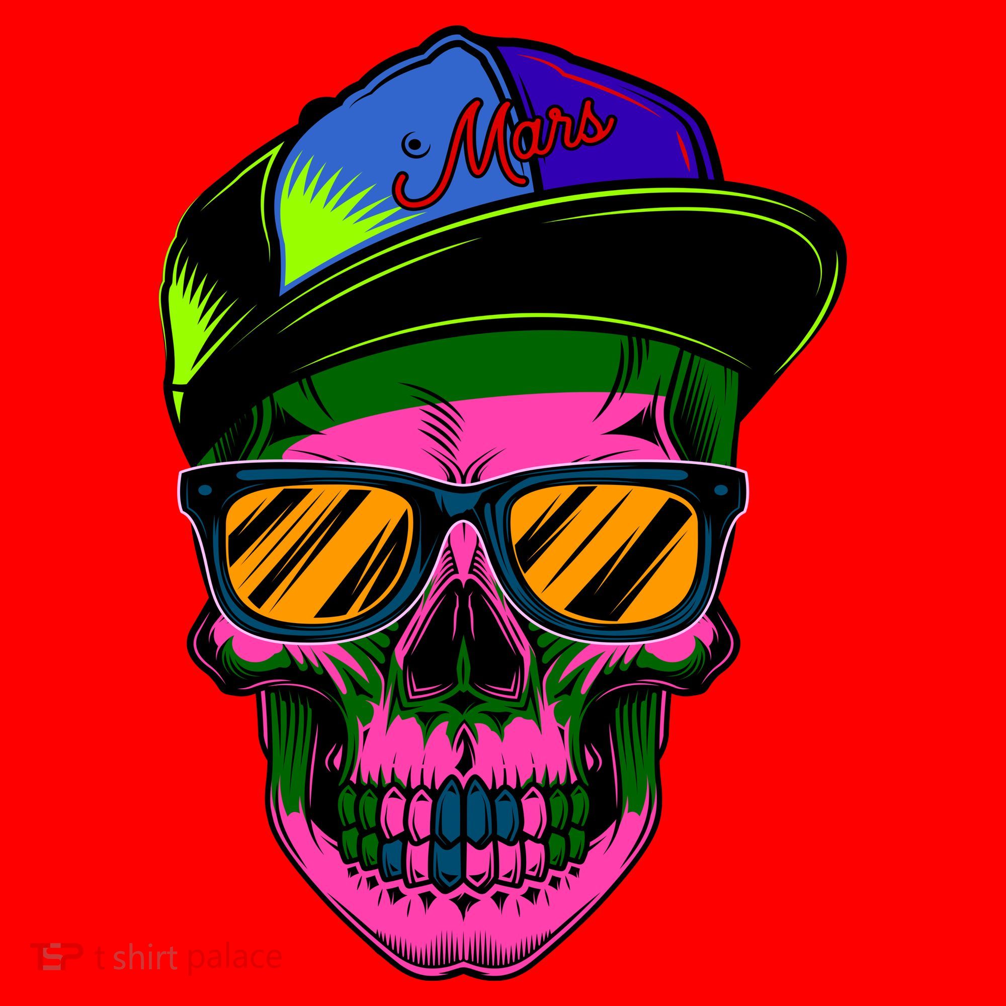 Neon Skeleton Mars Santa Hat