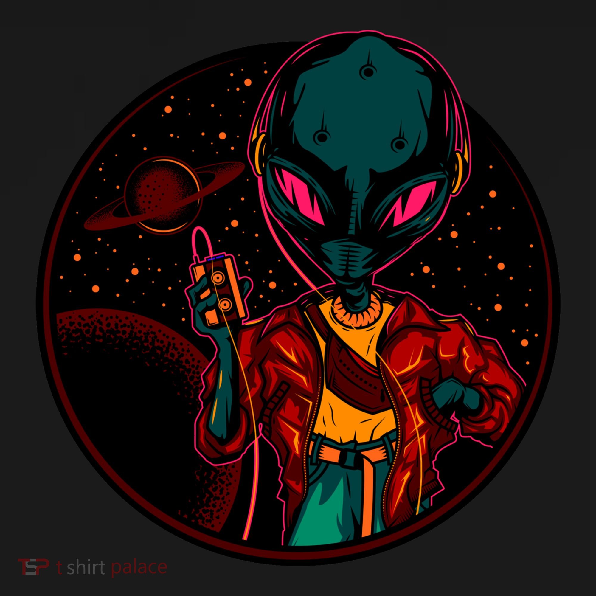 Neon Space Alien Doggie Tank