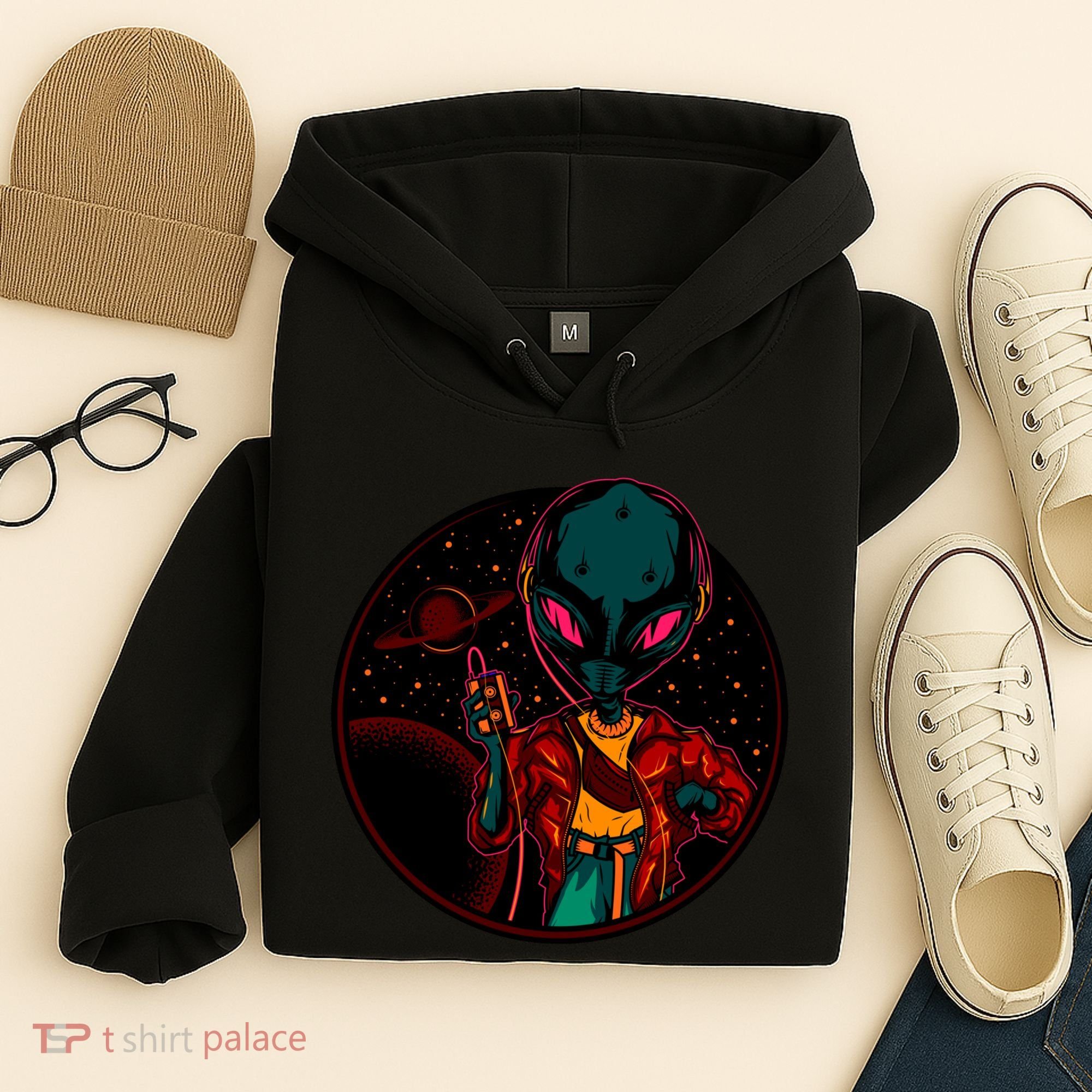 Neon Space Alien Hoodie