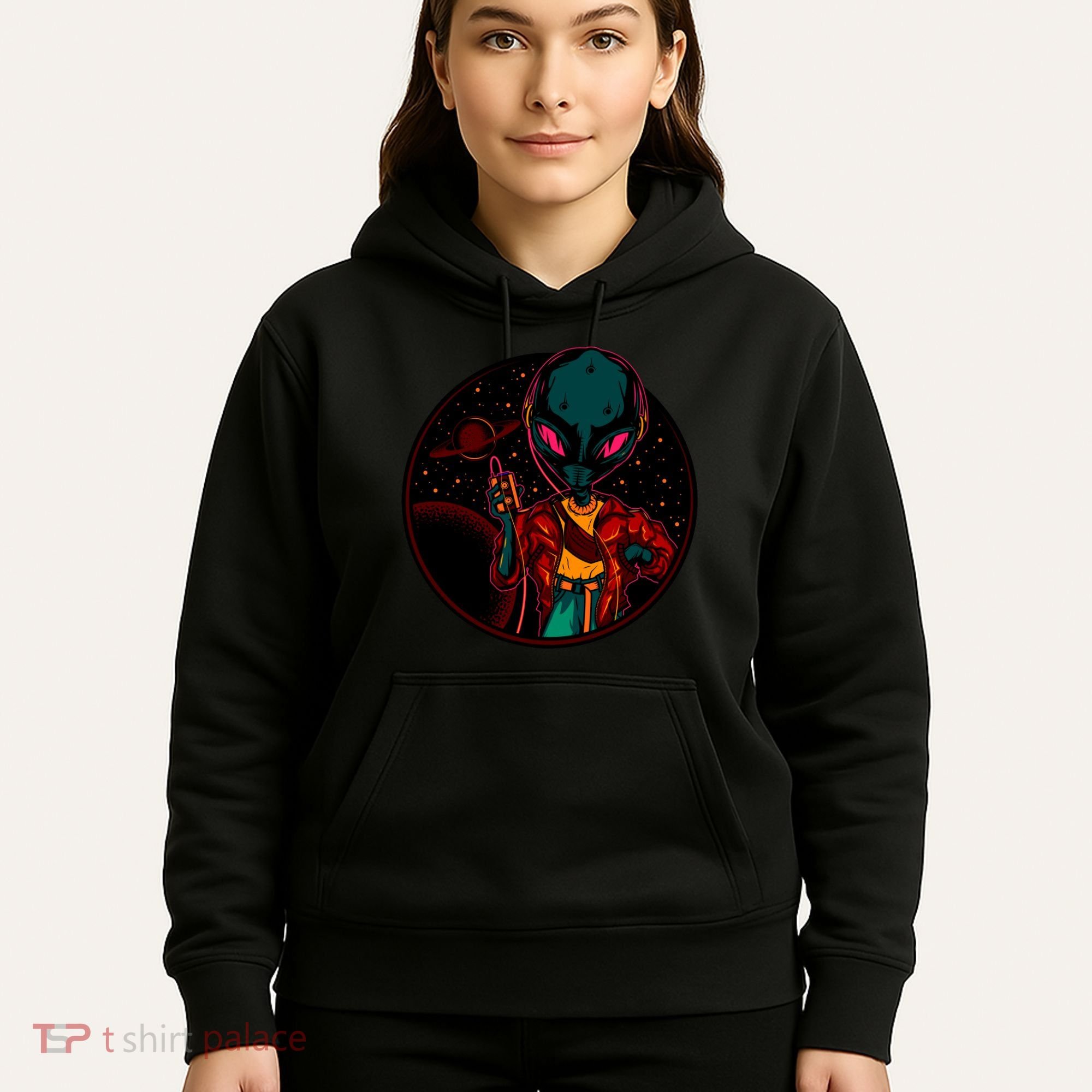 Neon Space Alien Hoodie