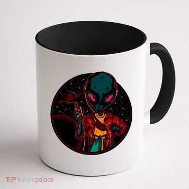 Neon Space Alien Coffee Mug back