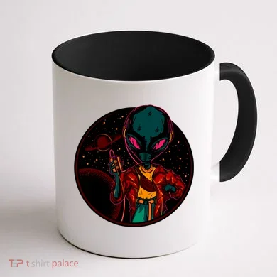 Neon Space Alien Coffee Mug back