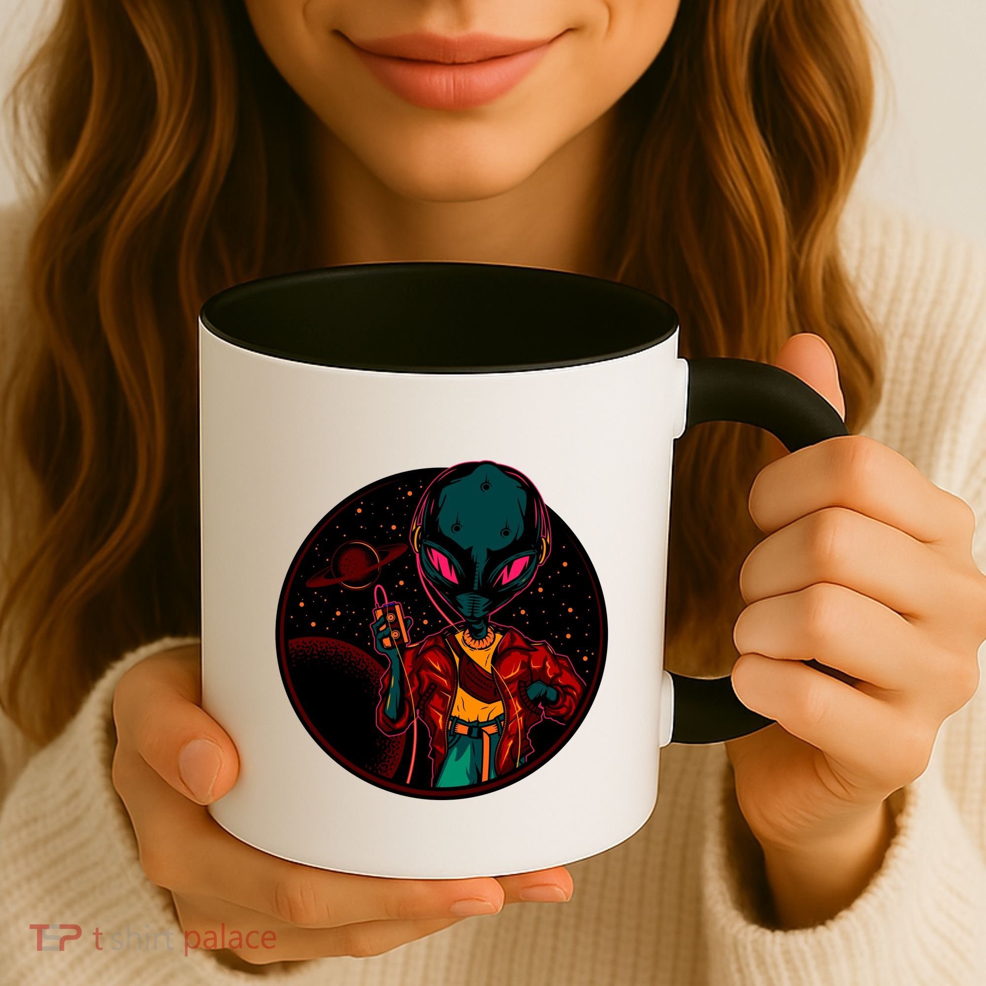 Neon Space Alien Coffee Mug