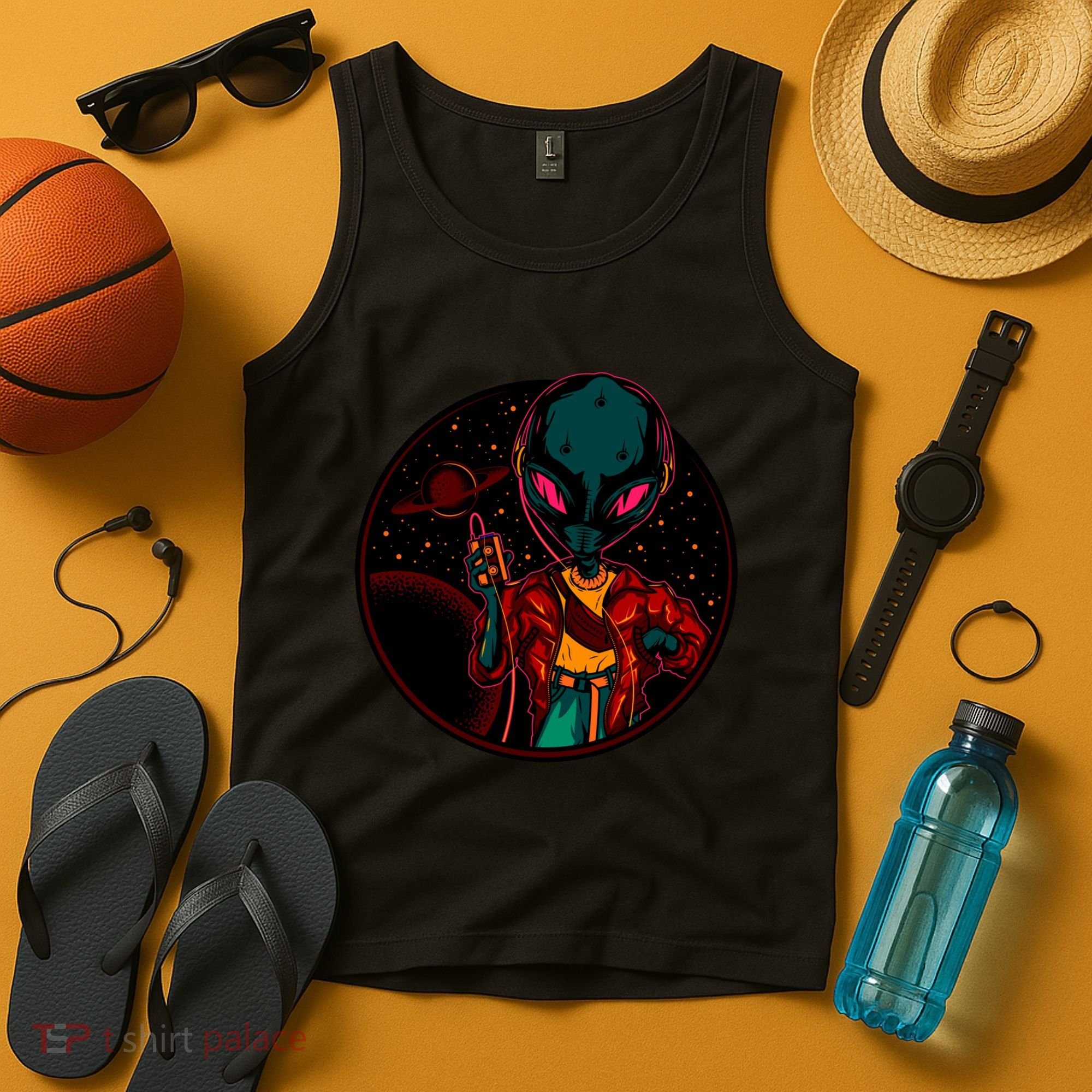 Neon Space Alien Tank Top