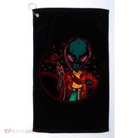 Neon Space Alien Golf Towel thumb 0