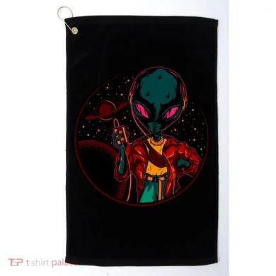 Neon Space Alien Golf Towel