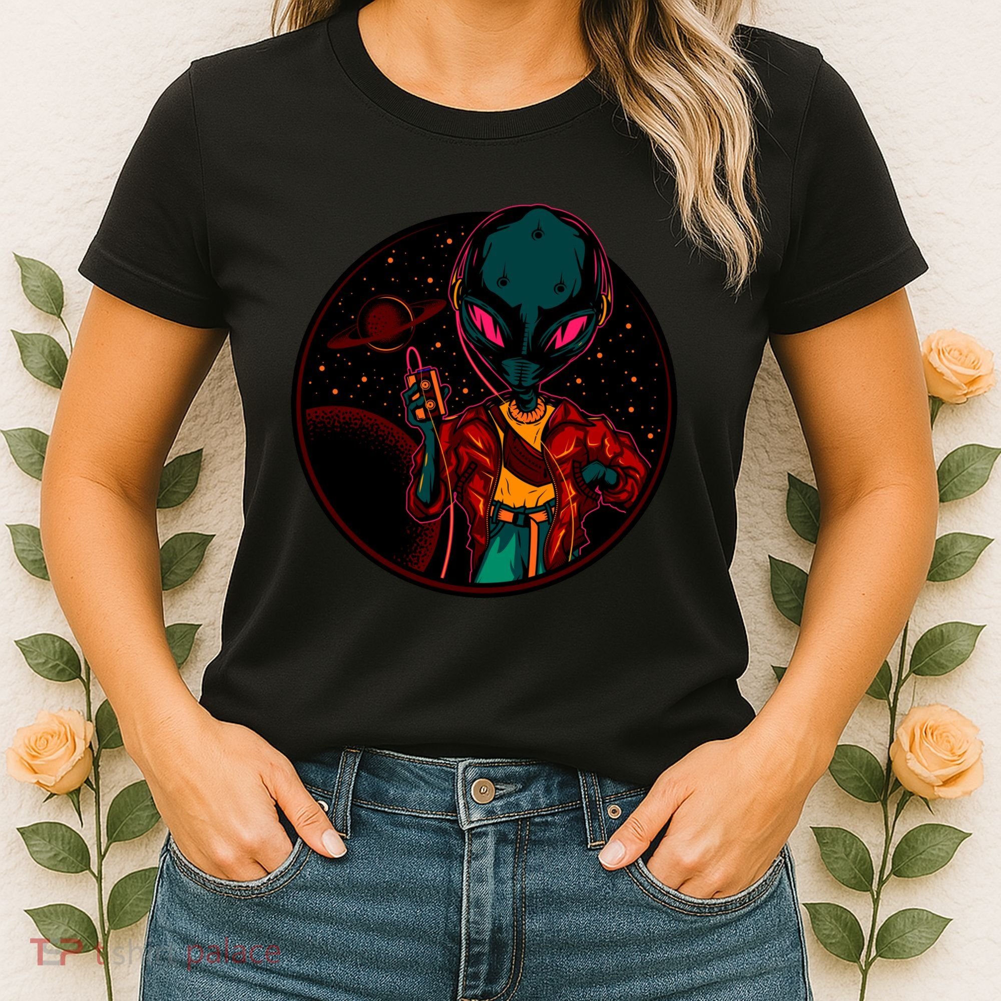 Neon Space Alien Women's T-Shirt