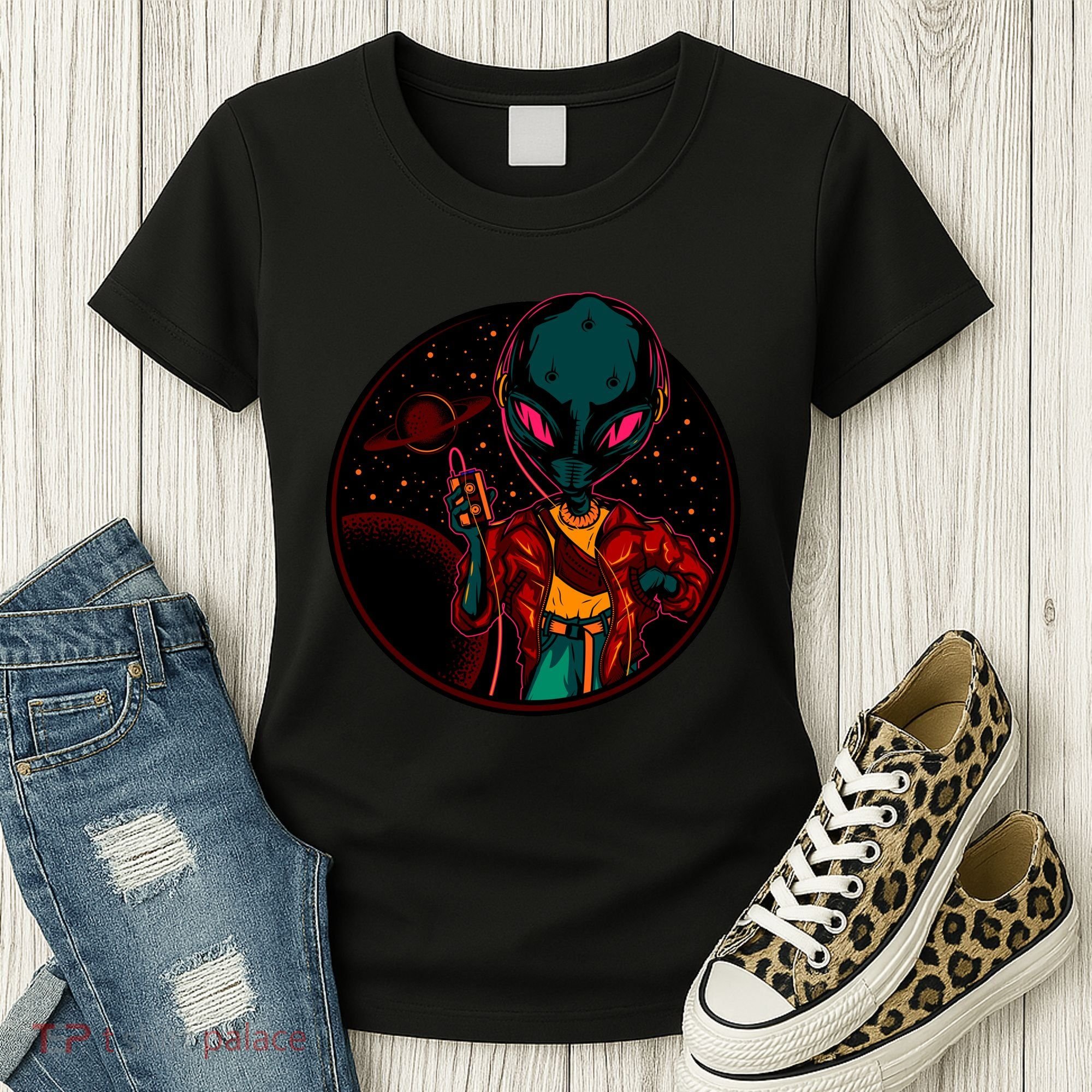 Neon Space Alien Women's T-Shirt