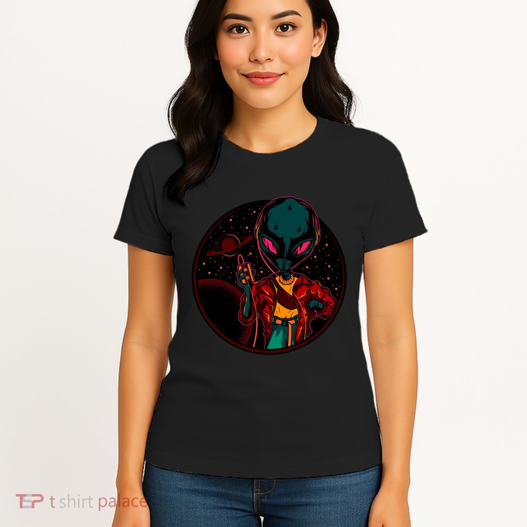 Neon Space Alien Women's T-Shirt