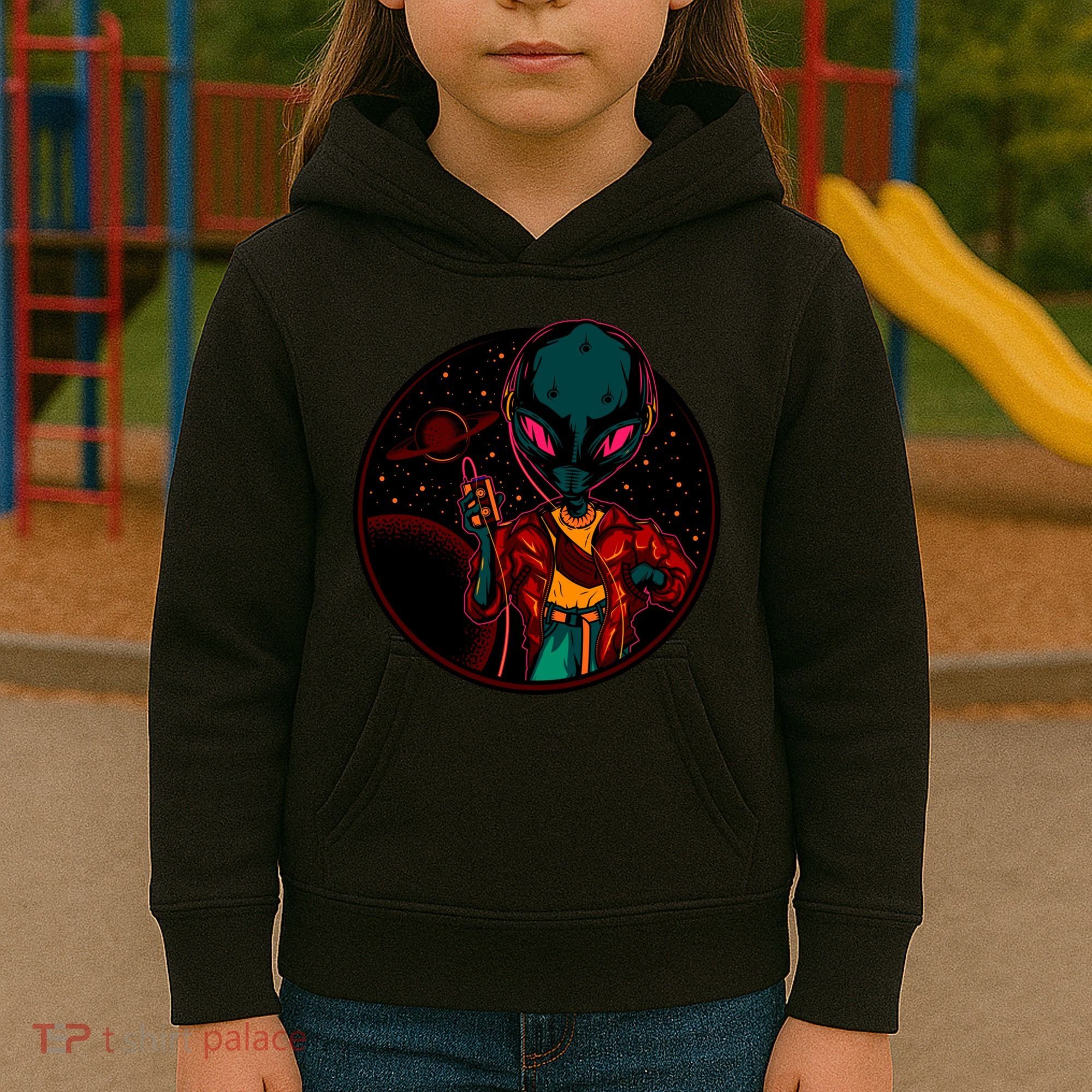 Neon Space Alien Kids Hoodie