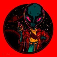 Neon Space Alien Santa Hat thumb 1
