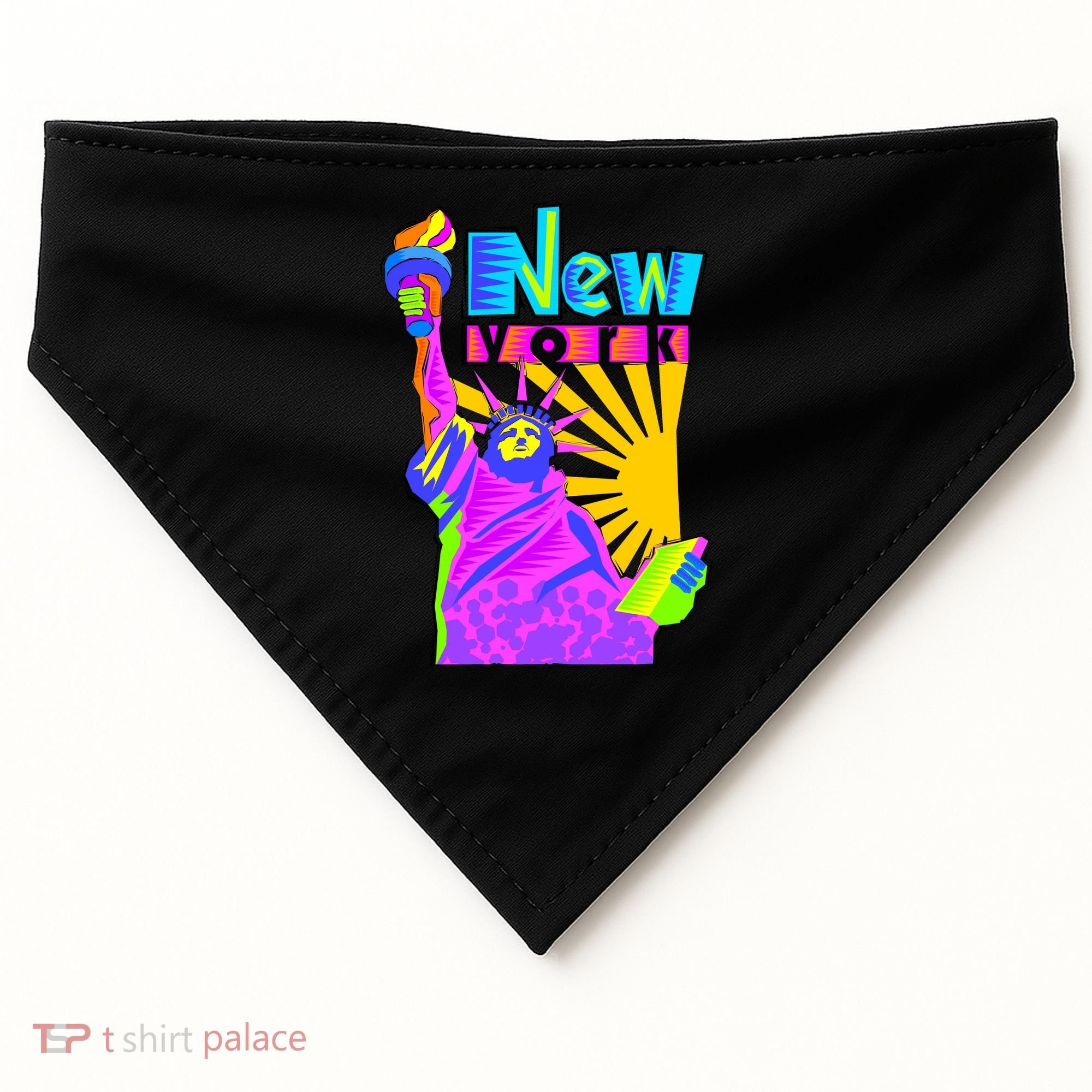 Neon Statue of Liberty USA-Made Doggie Bandana