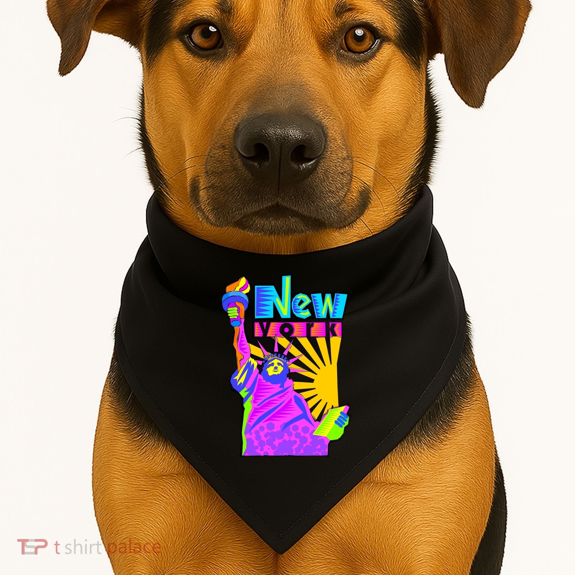 Neon Statue of Liberty USA-Made Doggie Bandana