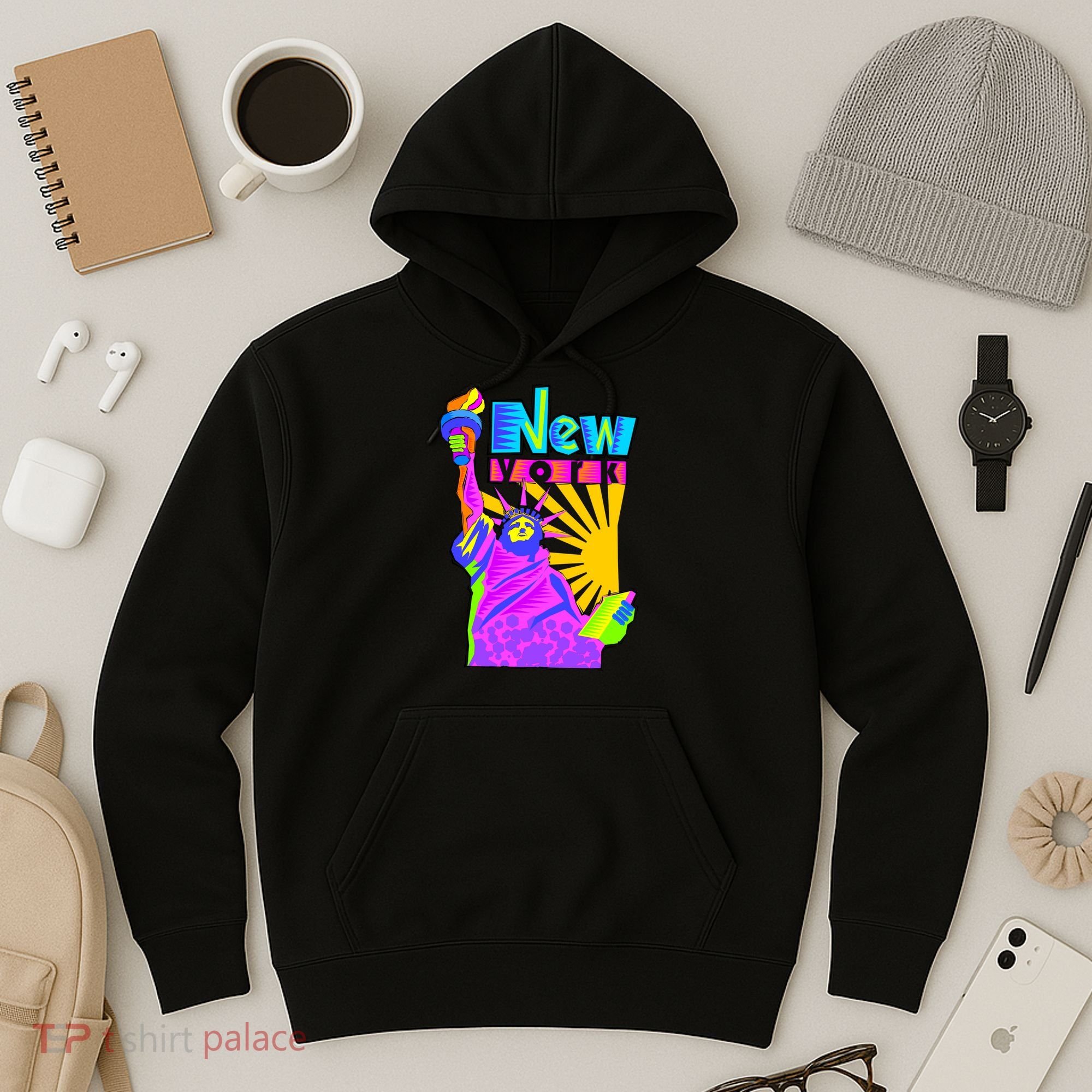 Neon Statue of Liberty Hoodie