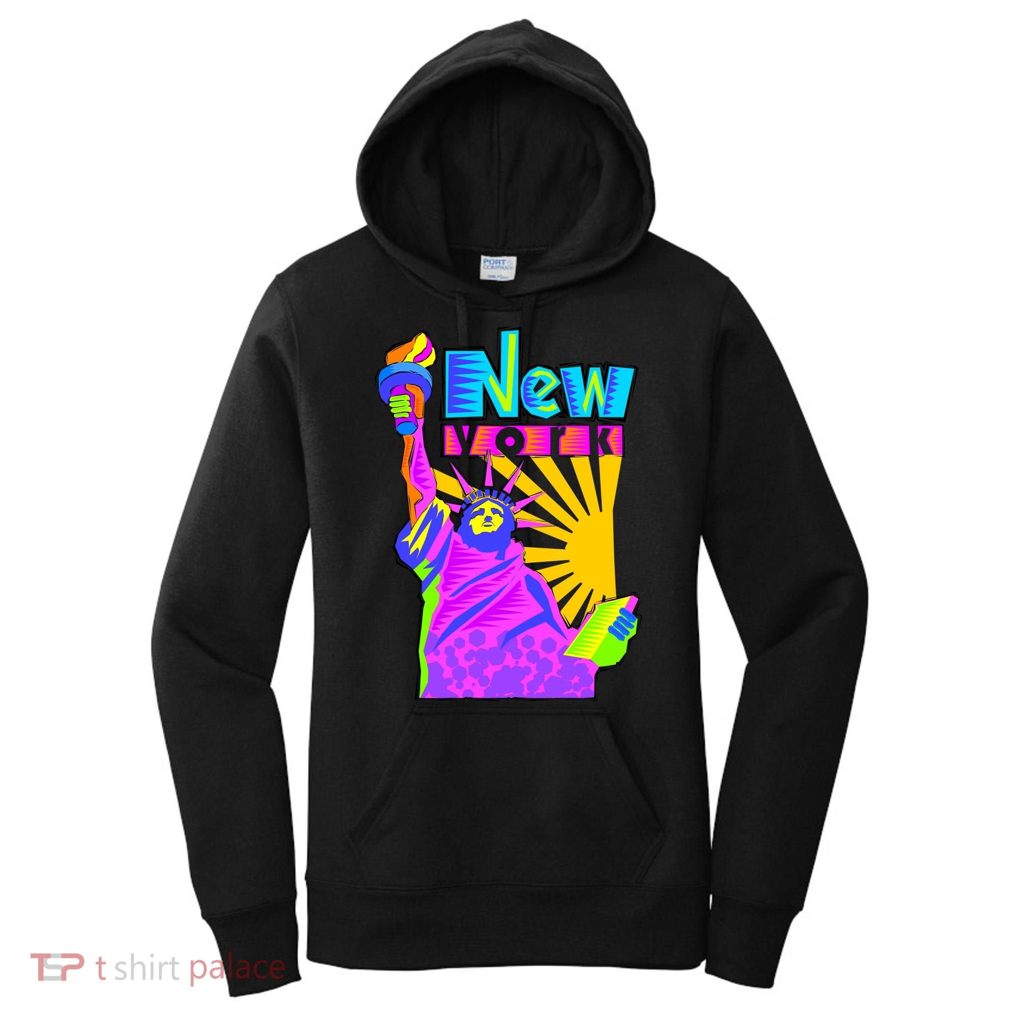 Neon Statue of Liberty Women's Hoodie