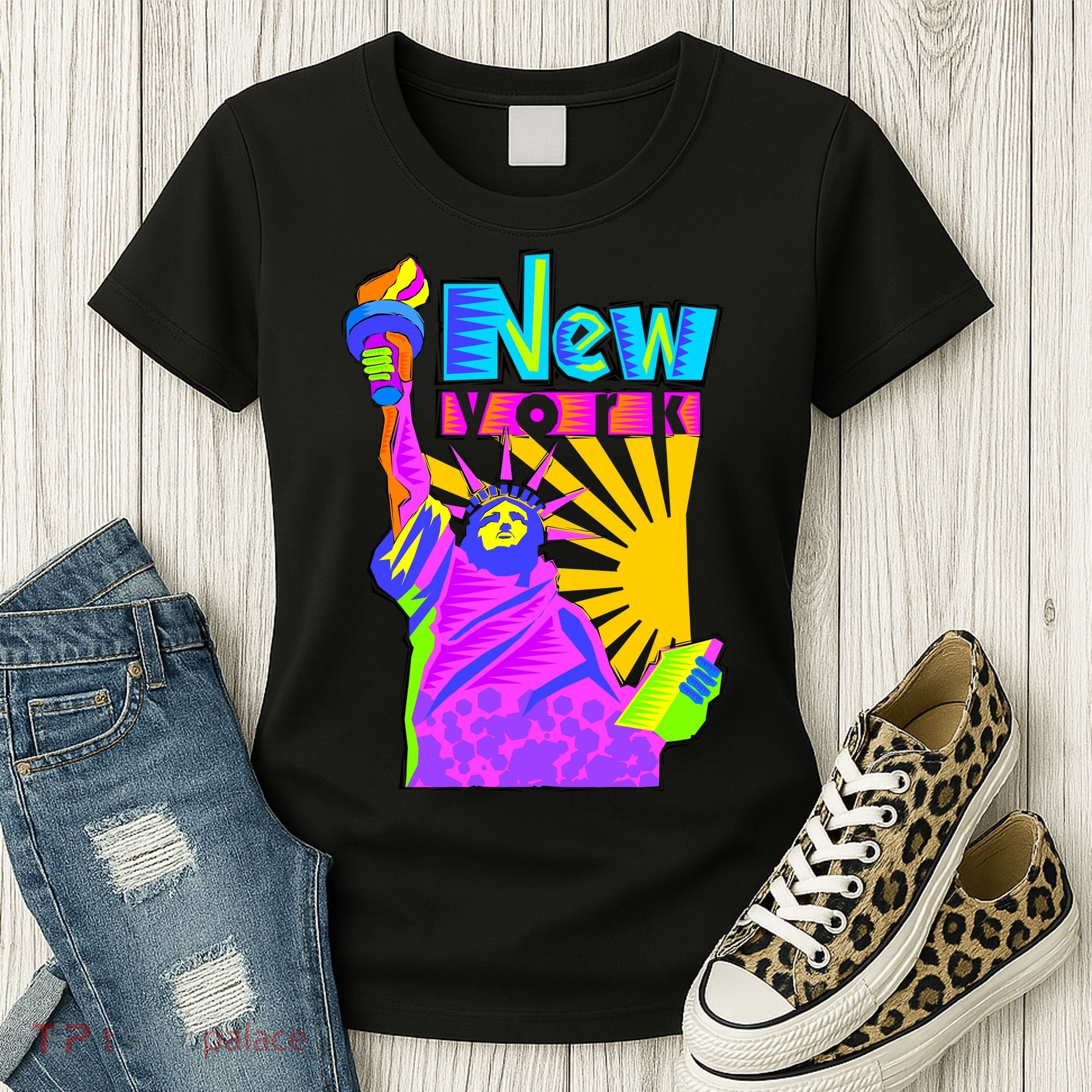 Neon Statue of Liberty Women's T-Shirt