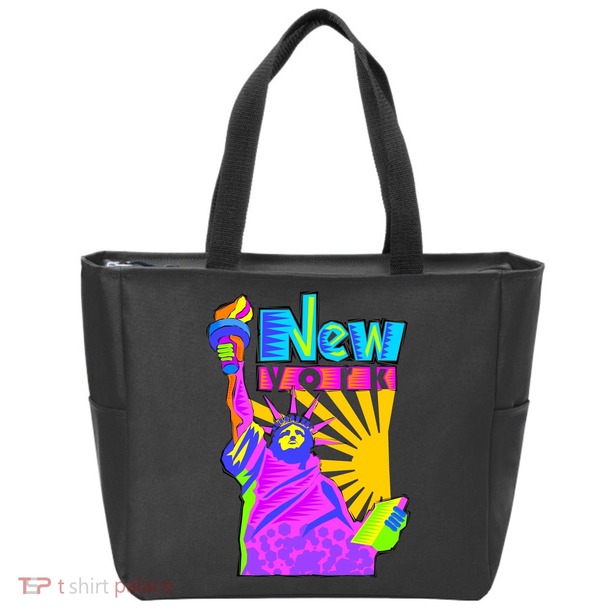 Neon Statue of Liberty Tote Bag