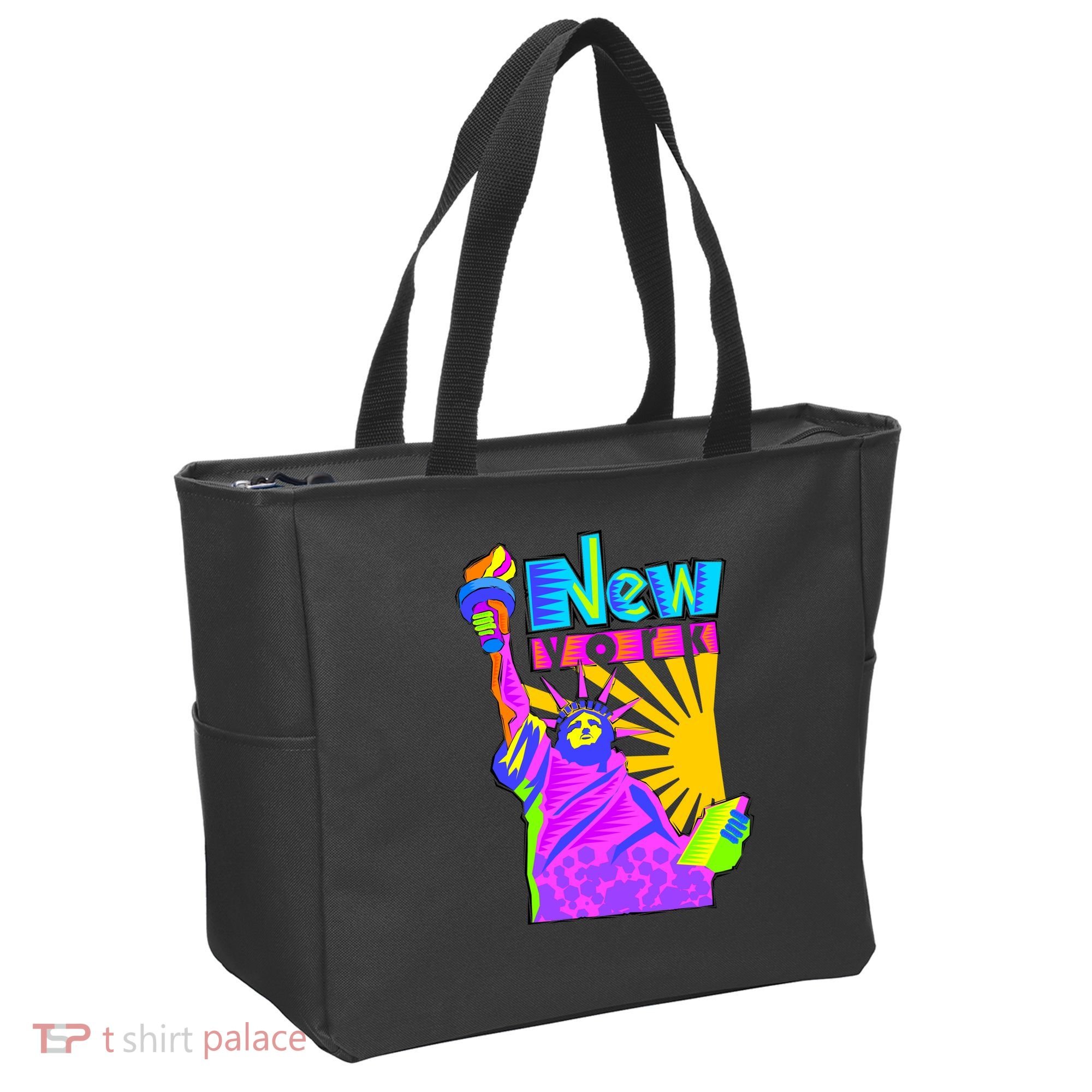 Neon Statue of Liberty Tote Bag