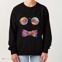 Nerd Cat With Glasses and Bow Tie Women's Sweatshirt thumb 0