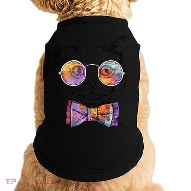 Nerd Cat With Glasses and Bow Tie Doggie Tank