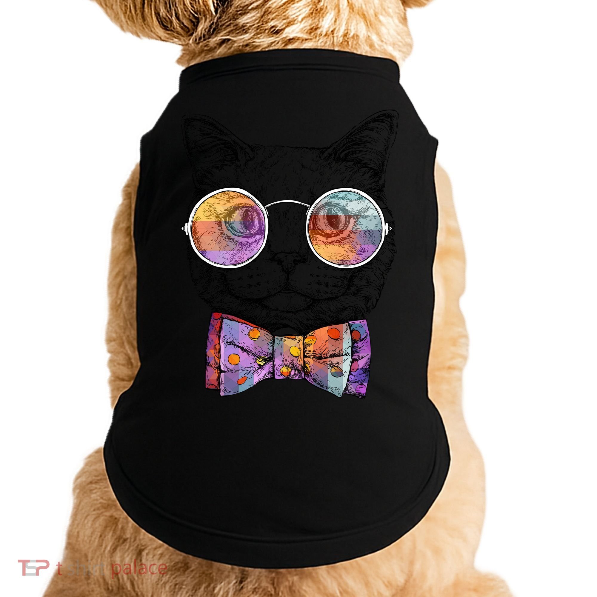 Nerd Cat With Glasses and Bow Tie Doggie Tank