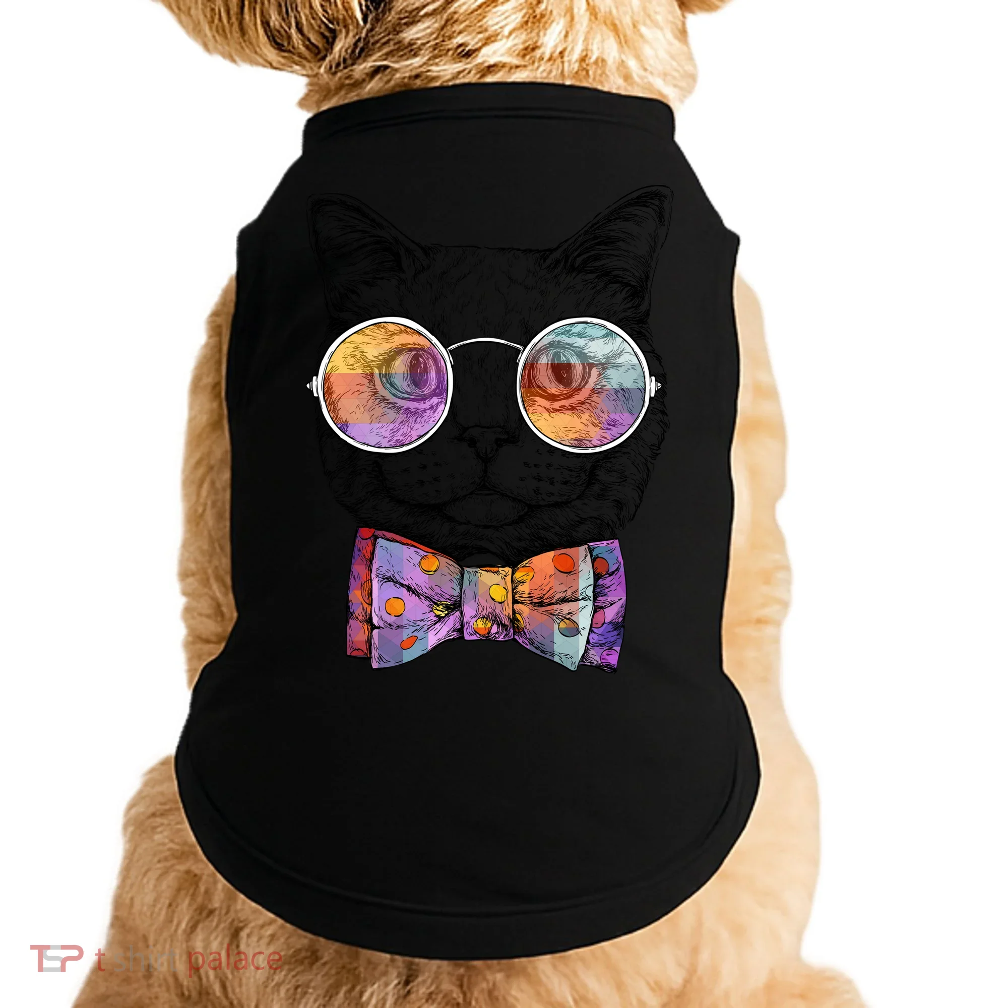 Nerd Cat With Glasses and Bow Tie Doggie Tank