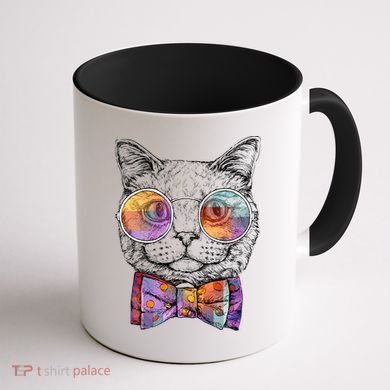 Nerd Cat With Glasses and Bow Tie Coffee Mug back