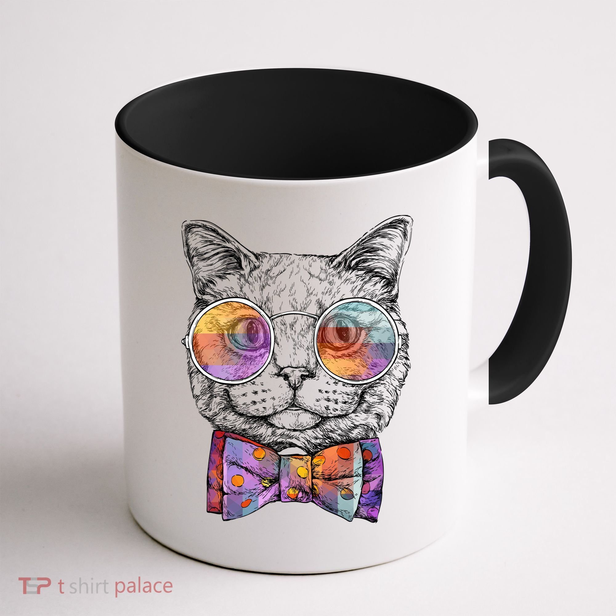 Nerd Cat With Glasses and Bow Tie Coffee Mug