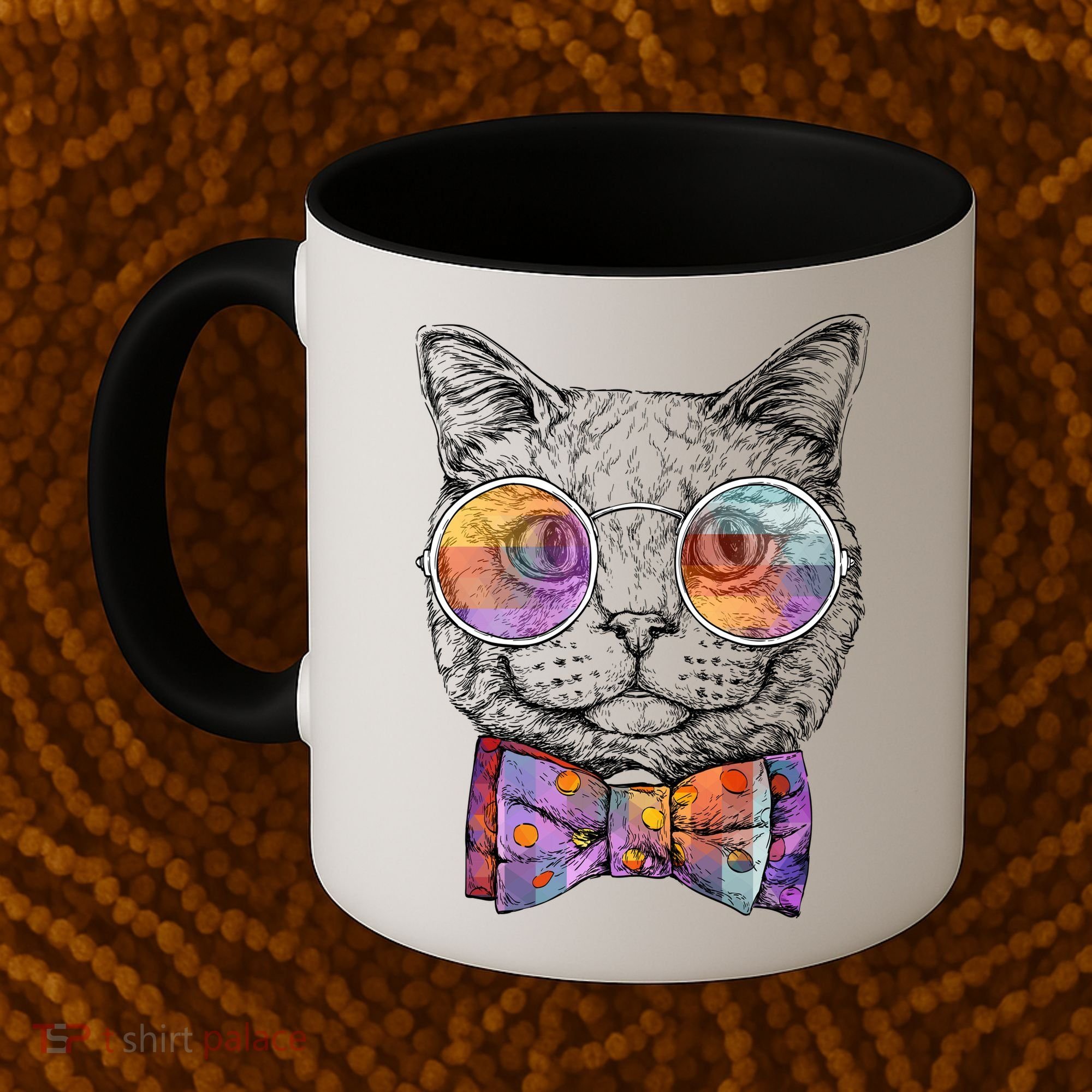 Nerd Cat With Glasses and Bow Tie Coffee Mug
