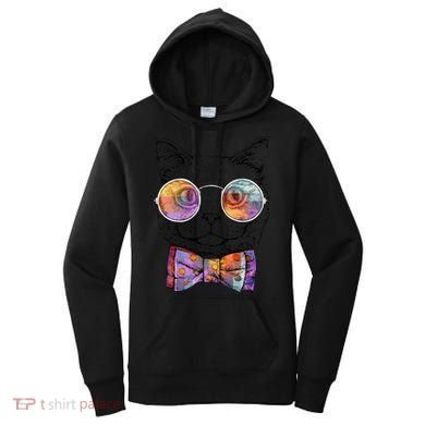 Nerd Cat With Glasses and Bow Tie Women's Hoodie