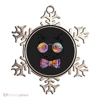 Nerd Cat With Glasses and Bow Tie Ornament