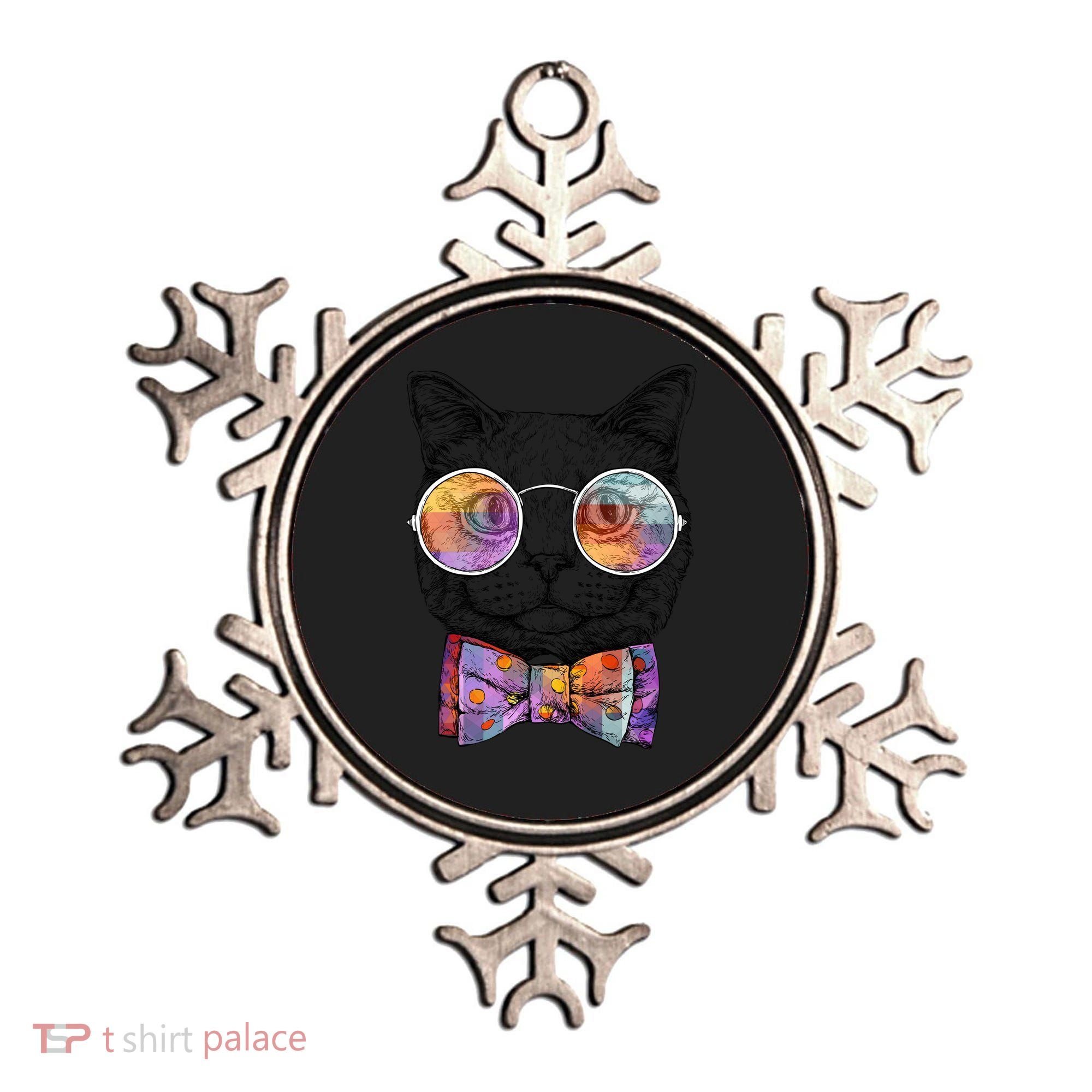 Nerd Cat With Glasses and Bow Tie Ornament