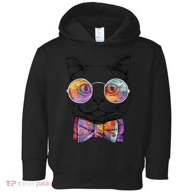 Nerd Cat With Glasses and Bow Tie Toddler Hoodie
