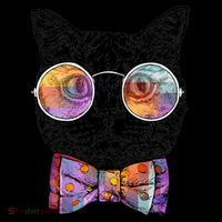 Nerd Cat With Glasses and Bow Tie Women's Long Sleeve Shirt thumb 2