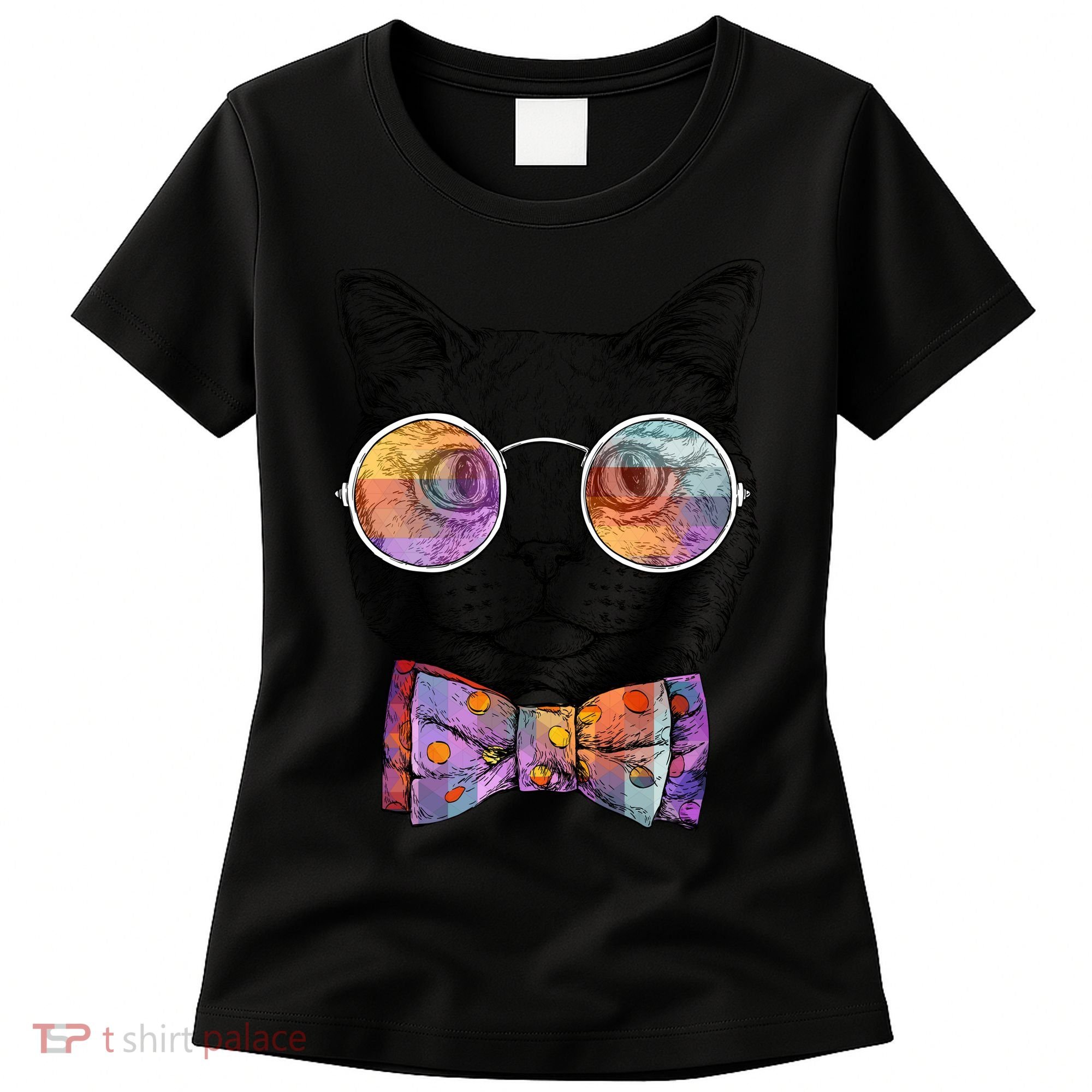 Nerd Cat With Glasses and Bow Tie Women's T-Shirt