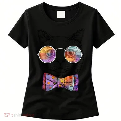 Nerd Cat With Glasses and Bow Tie Women's T-Shirt