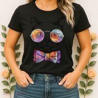 Nerd Cat With Glasses and Bow Tie Women's T-Shirt thumb 2
