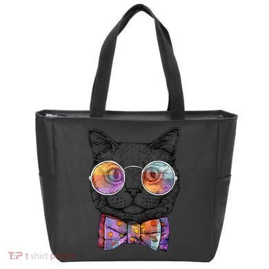 Nerd Cat With Glasses and Bow Tie Tote Bag