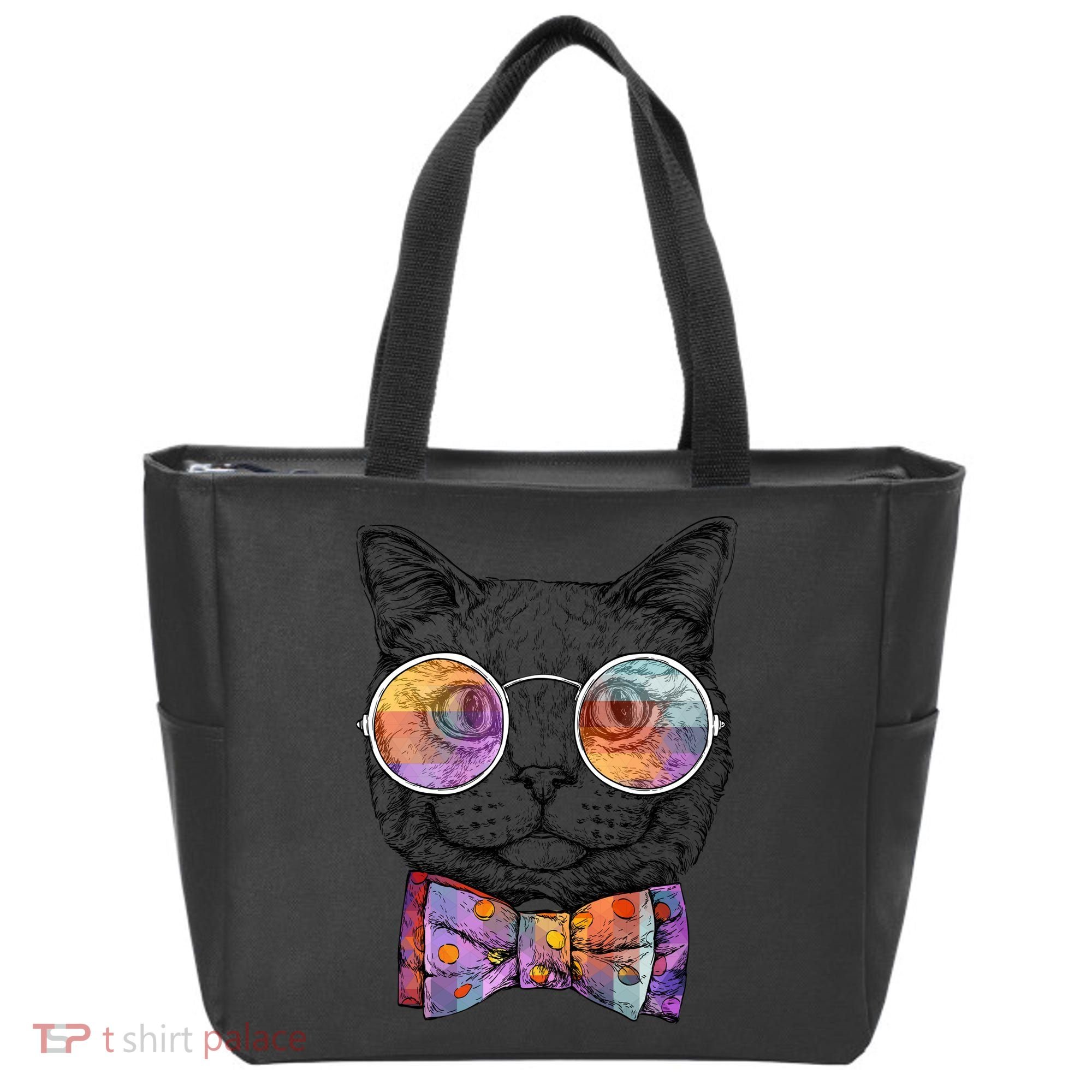 Nerd Cat With Glasses and Bow Tie Tote Bag