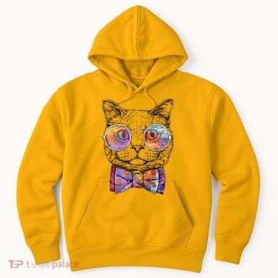 Nerd Cat With Glasses and Bow Tie Hoodie