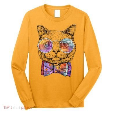Nerd Cat With Glasses and Bow Tie Long Sleeve Shirt