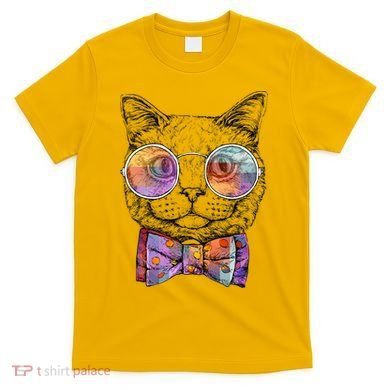 Nerd Cat With Glasses and Bow Tie T-Shirt