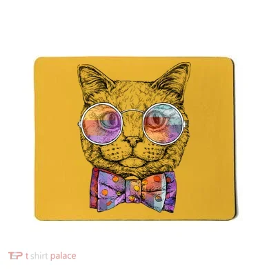 Nerd Cat With Glasses and Bow Tie Mousepad